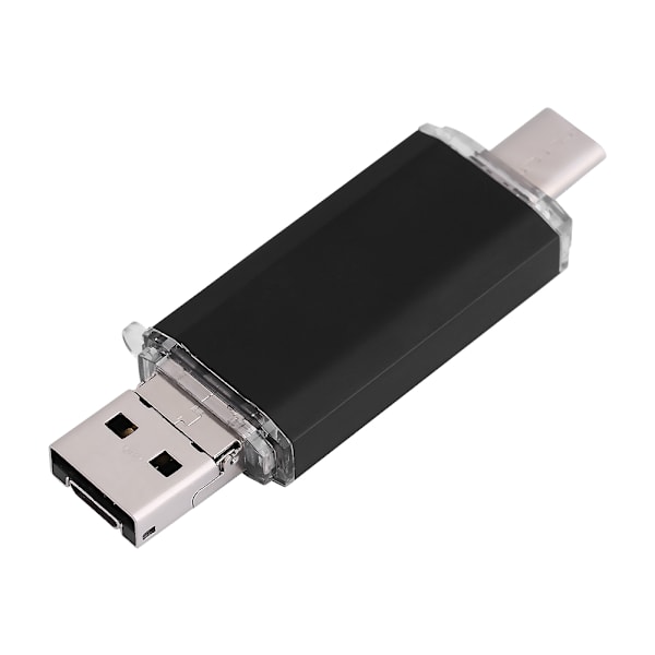 USB2.0 Typ C Micro USB Vattentät U-disk Flash-enhet För Telefon PC Svart 8GB
