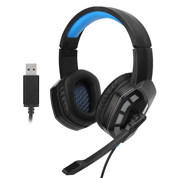 7.1 Surround Sound Gaming Hodetelefoner med Støyreduksjonsmikrofon RGB Lys for Xbox One Svart Blå