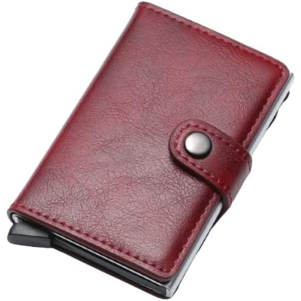 Kreditkort Holder RFID Blokering Læder Automatisk Pop Up Tegnebog Aluminium Slank Lomme Bifold Visitkort Etui med Knap
