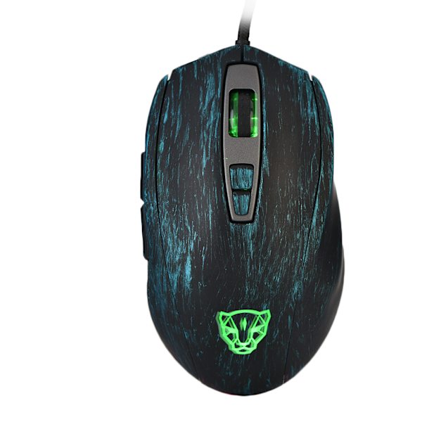 Ergonomisk USB-trådbunden 3D-spelmus med 7 knappar RGB LED-ljus 5000 DPI justerbar blå