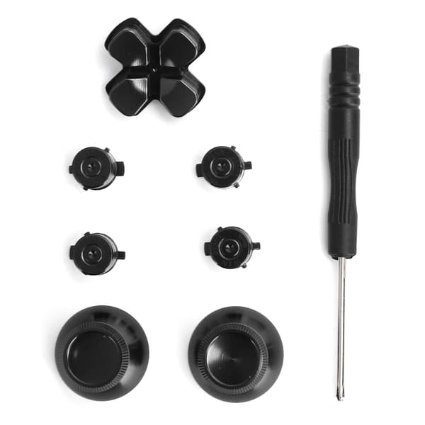 Game Controller Aluminium Alloy Knapper Tommelfinger Stick Sæt Udskiftningsdele til PS4Sort
