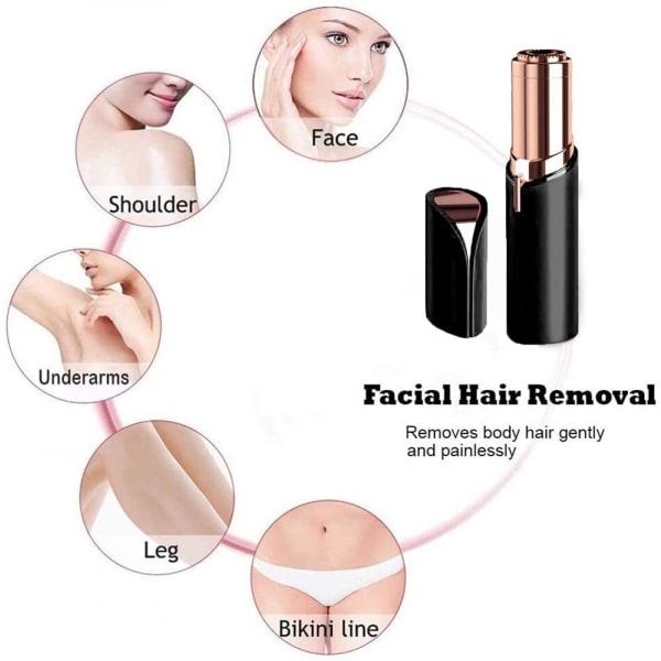 Ansiktshårborttagning för kvinnor Smärtfri hårborttagningsmedel, vattentät rakapparat Razor Hårborttagningsmedel med LED-ljus för ansikte Bikini Peach Fuzz Överläpp (svart)