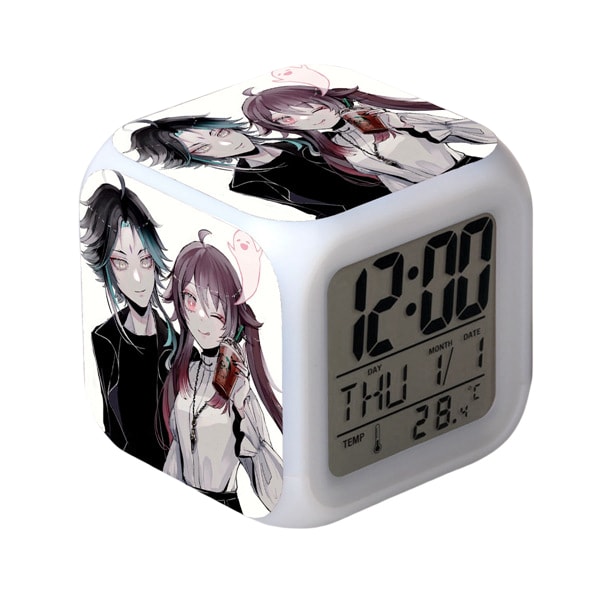 Wekity Game Yuanshen Vekkerklokke LED Square Clock Digital vekkerklokke med tid, temperatur, alarm, dato