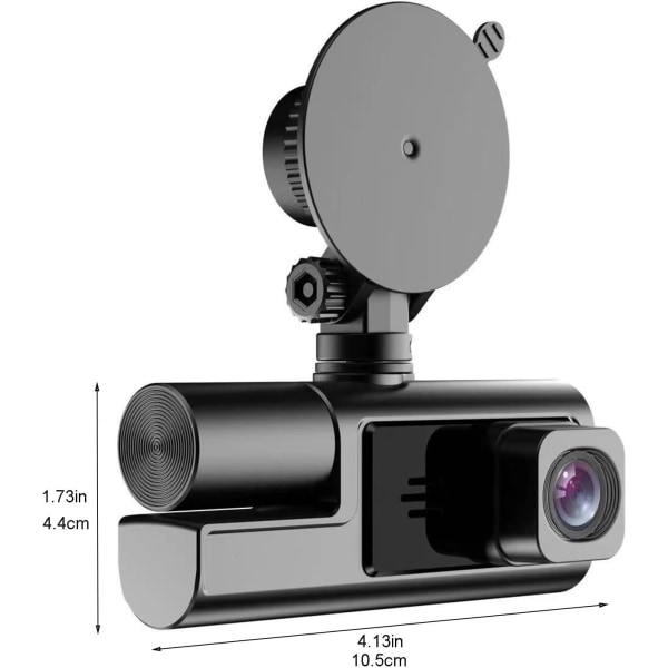 Dashcam med APP, Uppgradera Fram och Inuti WiFi Dashcam 1080P Full HD Mini Dashcam med Nattvision, Loopinspelning, G-Sensor, Rörelsedetektering, Black