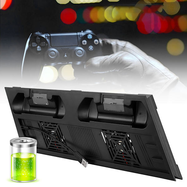 Dubbel kylfläkt kylare 2 laddningsstation dockningsstativ hållare 3 port USB-hubb för PS4 Pro