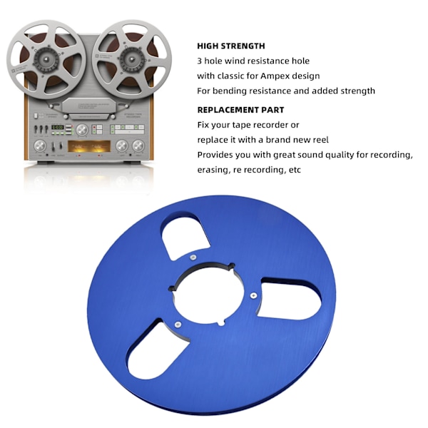 1/4 10.5 Inch Empty Reel 3 Hole Aluminum Alloy Opening Machine Parts Takeup Reel for Nab Reel to Reel Tape Recorder