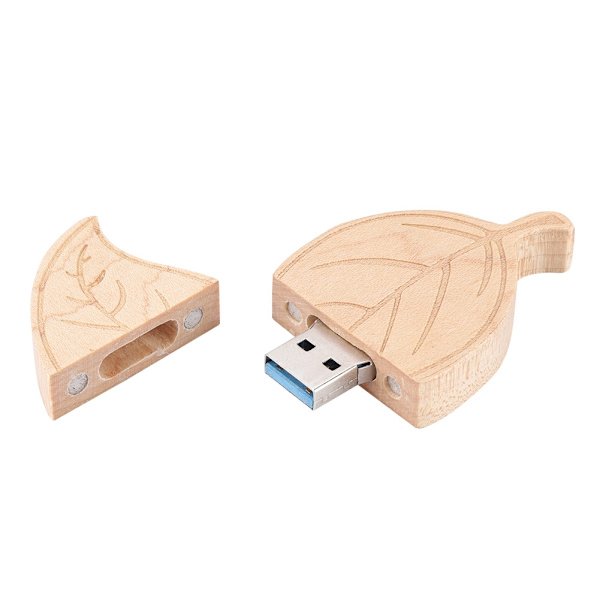 Träblad Flash-enheter Lagring USB 2.0 U-disk Minneskort För PC Kompatibel USB1.1(32G)