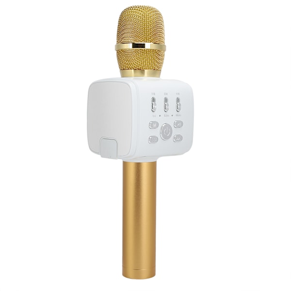 Trådlös Bluetooth Karaoke Handheld Mikrofon Bärbar med Mobiltelefon Stativ för Fest Guld