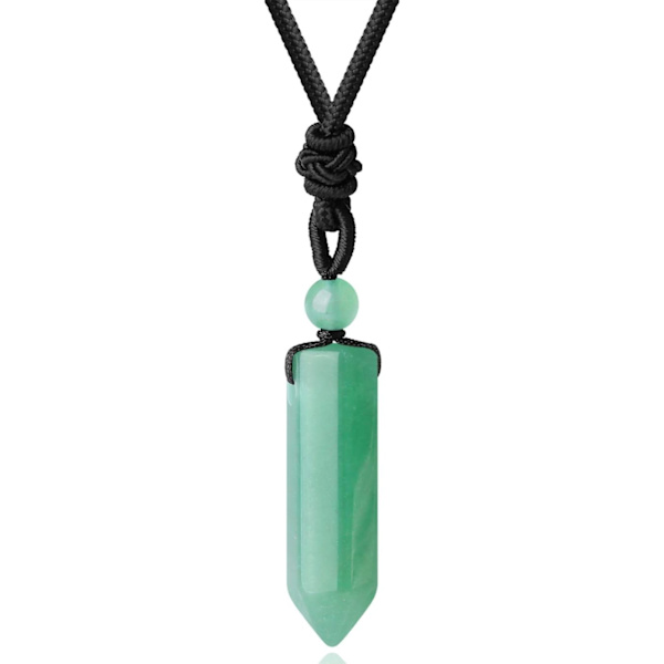 Krystallhalskjede for menn og kvinner Justerbart tau Sekskantet spiss Helbredende krystall Naturlig steinhengsmykker Edelstensmykker Green Aventurine