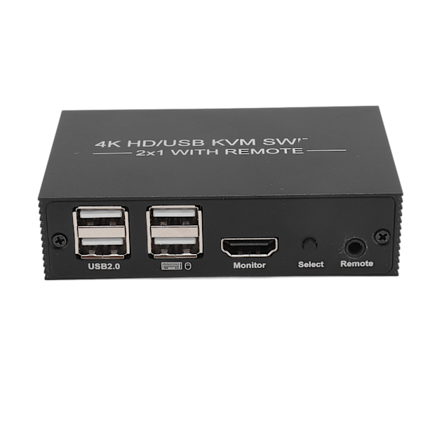 KVM-kytkin 4 USB 2.0 -porttia 1 näyttö 2 tietokonetta Tukee 4Kx2K HD Multimedia Interface KVM-kytkin 2 USB-kaapelilla