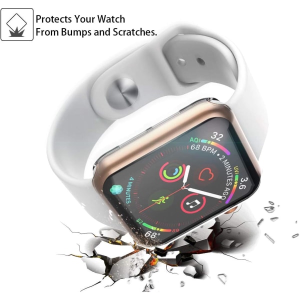 [2-Pack]38 mm etui til Apple Watch Screen Protector, samlet beskyttelsescover TPU HD Ultra-tyndt cover (1 sort+1 gennemsigtig)