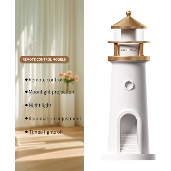 LED Natlampe Fyrtårn Fjernbetjening Månelys Projektionslampe Skrivebords Kreativ Design Avanceret Dekoration til Soveværelse, Stue, Gave