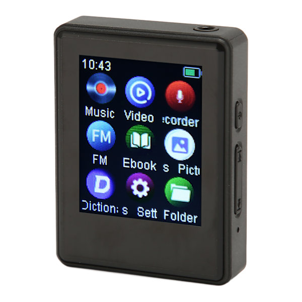 MP3-afspiller HiFi Stereo Sound Bluetooth 5.0 Indbygget højttaler FM-radio Elektrisk bog Alarmur Digital diktafon