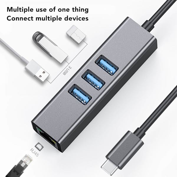 USB-expander Professionell snabb dataöverföring USB3.0 till Megabit RJ45 Hub för bärbar dator Mobil HDD Skrivare Kamera