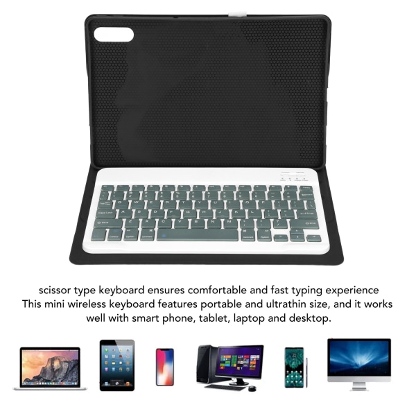 Mini trådløst tastatur 11,5 tommer stille tastning Vandtæt ultratyndt bærbart tastatur med lædercover til Xiaoxin Pad Pro5 Black