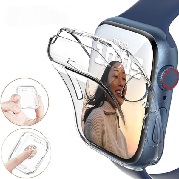 Etui til Apple Watch Series 6 /SE/54 skjermbeskytter 44mm iWatch Totalt beskyttende etui TPU HD klar ultramynn deksel