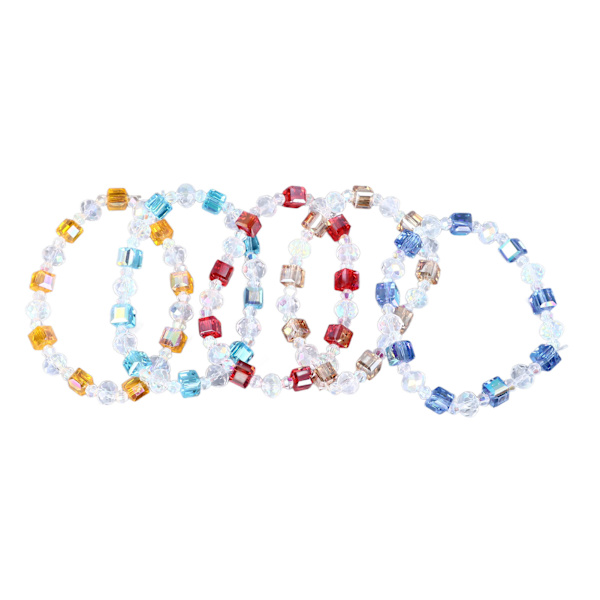 5PCS Krystallperle Armbånd for Kvinner Jenter Dekorasjon Stretch Perlearmbånd Forskjellige Farger
