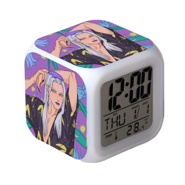 Wekity Anime  Alarmklocka One Piece LED Kvadratisk Klocka Digital Väckarklocka med Tid, Temperatur, Alarm, Datum
