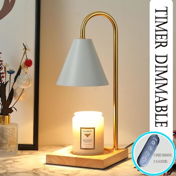 Lysvarmerlampe med timer, elektrisk dimbar lysvarmerlampe, justerbar lysvarmer for voks, lysvarmer for glasslys