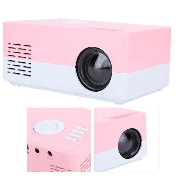 1080p Høydefinisjon LED Bærbar Projektor Smart Hjemmekino Hvit Rosa 100‑240VEU Plugg