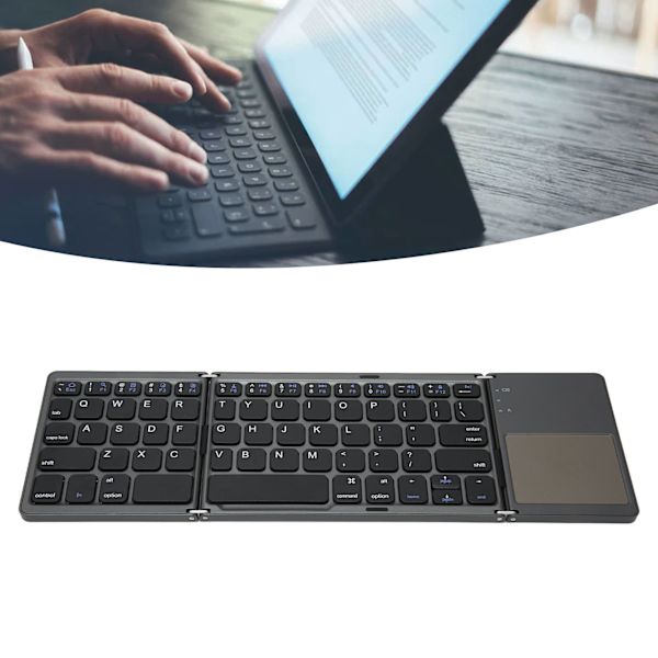 Foldbar BT-tastatur - Ultra tynd bærbar lommerejse tastatur med følsom touchpad til smartphone, tablet og bærbar computer