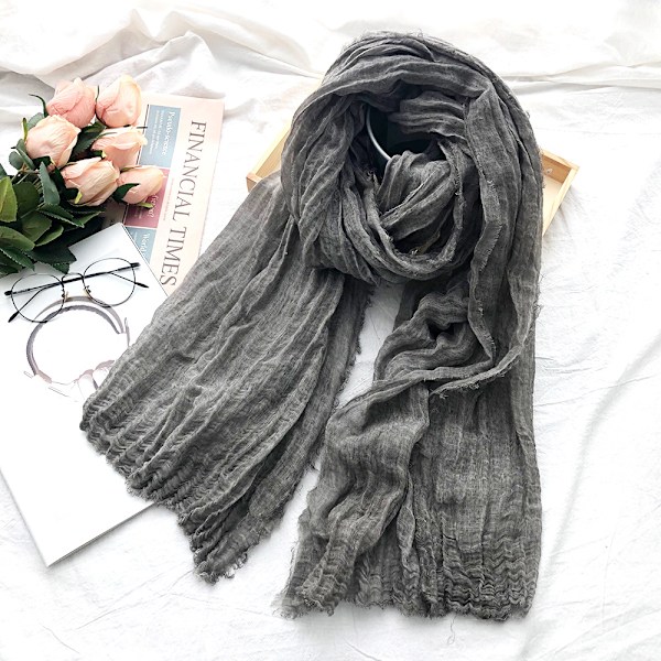 Cotton Linen Scarves Men's Women's Scarves Shawls-Gray