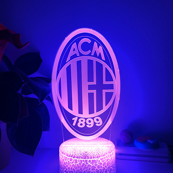 Qinwei 3D LED-illusjonslampe Milan Team 16 farger fjernkontroll  akryl nattlys barneromsdekorative lys --- Crack Seat
