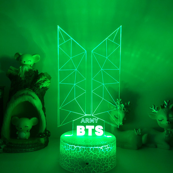 Qinwei 3D LED Natlys BTS Singer Youth League 3D Illusion Lampe Fjernbetjening til fans Indretning i soveværelset --- Stil B2（Crack Seat）