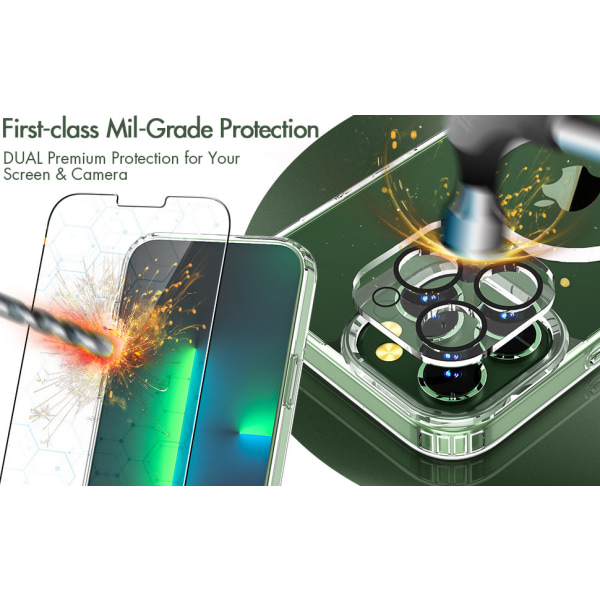 【3 i 1】Etui til iPhone 14 plus med indbygget MagSafe med 1 stk. 9H hærdet glas skærmbeskytter og 1 stk. kameralinsebeskytter