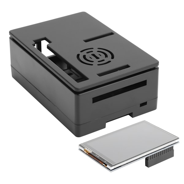 Raspberry Pi 4B -kotelokuori LCD 3.5 tuuman kosketusnäyttötelineen tuuletintietokoneen tarvikkeet (kotelotuulettimet 3.5 tuuman näyttö)