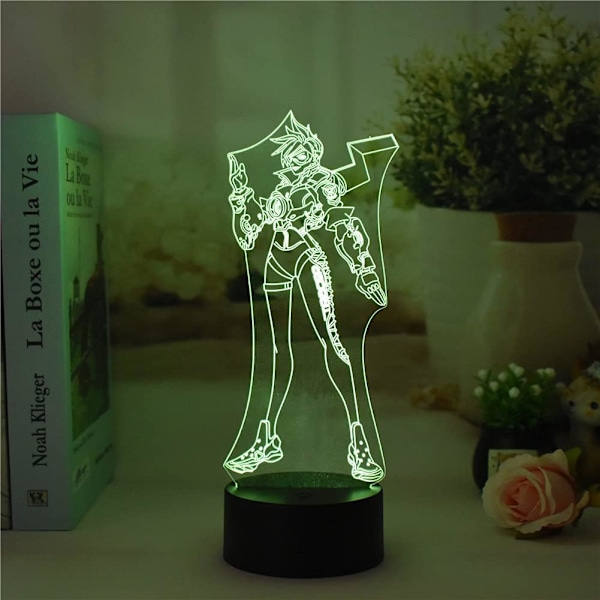 Peli OW Tracer, LED-yövalo, 3D-illuusiovalo, USB-kosketus/kaukosäädin 16 väriä, kodin sisustus (musta kaukosäädin 16 väriä)