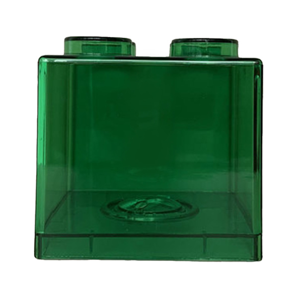 Gennemsigtig pengebesparende bankbygningsblok design rektangulær gennemsigtig møntbesparende kasse til børn drenge piger 8,9x8,9x9,2cm / 3,5x3,5x3,6in Green