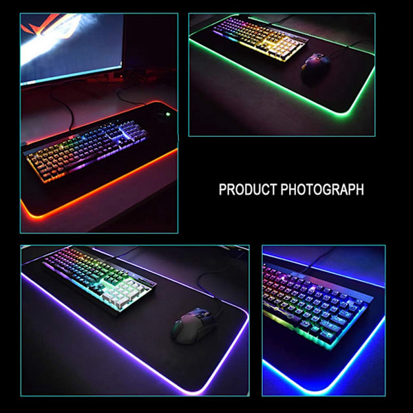 RGB Fargerik Lys USB Pustende Bakgrunnsbelyst Musematte Spill Musematte