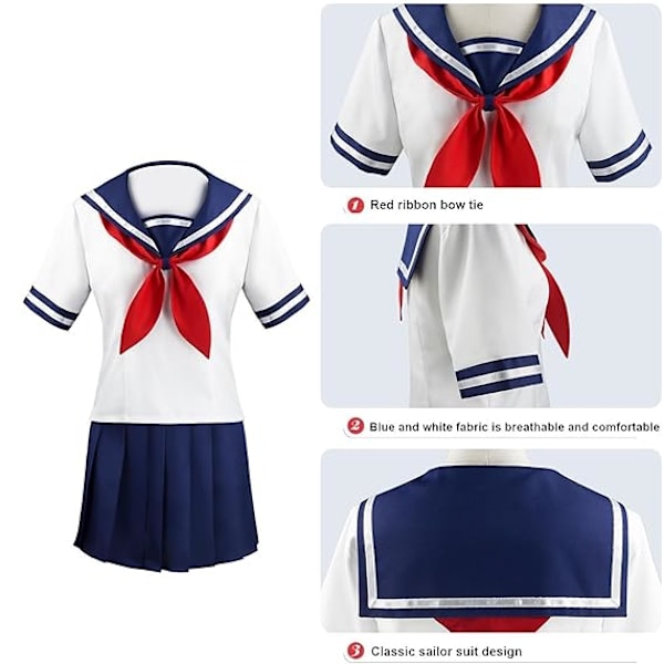 JK Cosplay Kostym Sjöman Marinblå Plisserad Kjol Anime Cosplay Kostymer Flickor Japansk Skola Plisserad Kjol Uniform JK Anime Skola L