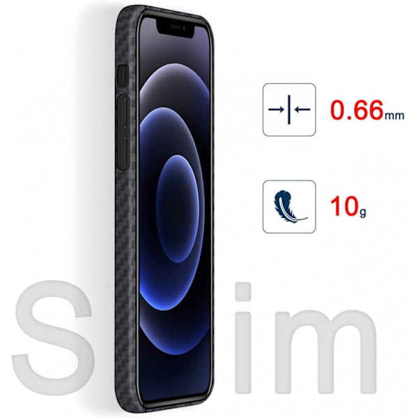 Aramid Fiber Skal för iPhone 12promax, Kolfiberbelagd Snap-On Bakre Skal Svart