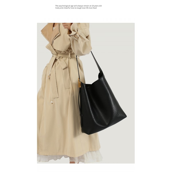 Stor toteväska damväska mjukt läder bucket bag pendlare axelväska fashionabel mångsidig damväska