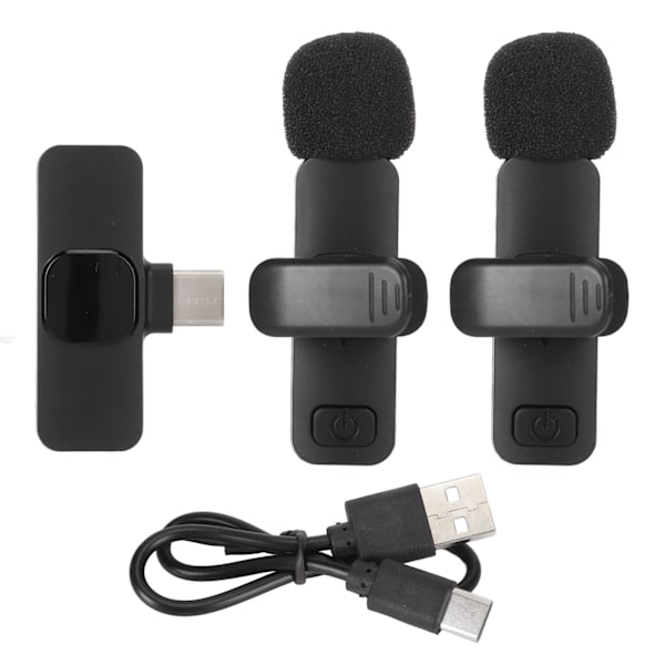 Trådløs Lavalier Lapel Mikrofon 1 til 2 Støjreducerende Type C Interface Mini Trådløs Clip On Mikrofon til Interview