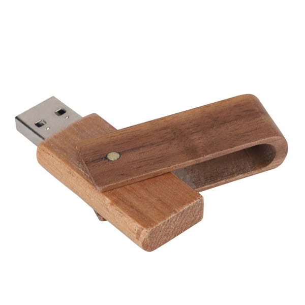 Pähkinäpuinen USB 2.0 -muistitikku kääntyvällä U-levyllä laatikossa (64 Gt)