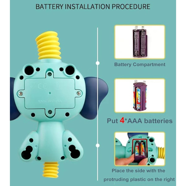 Sød Elefant Badelegetøj - Elektrisk Automatisk Vandpumpe med Håndbruser Sprinkler-Badelegetøj Badekar Legetøj til Småbørn Babyer Børn 3 4 5 År Gammel Gave