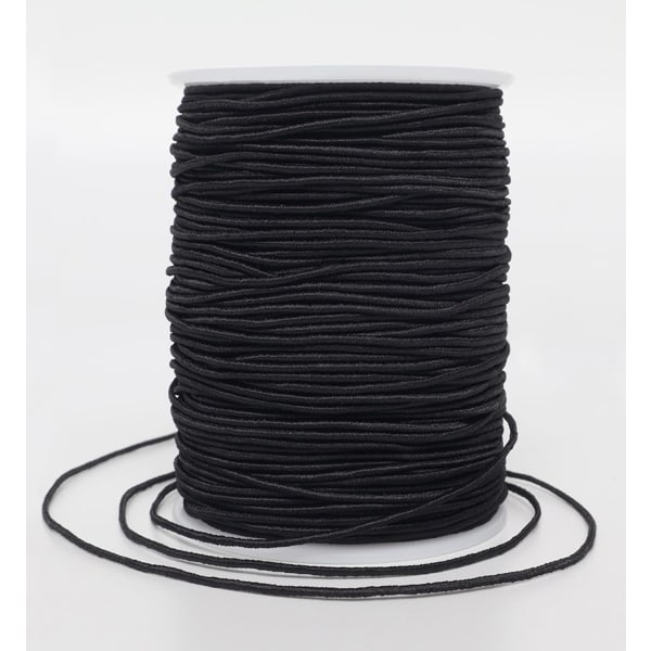 Elastiskt snöre för armband, 1 mm x 110 yards Robust stretchig elastisk lina för smyckesframställning, halsband, pärlor - svart Black and White