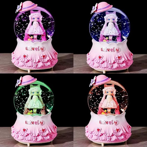 Snöglob, Prinsessa Musik Snöglob med Automatisk Snöfallseffekt, Färgväxlande LED-lampor, Presenter till Flickor