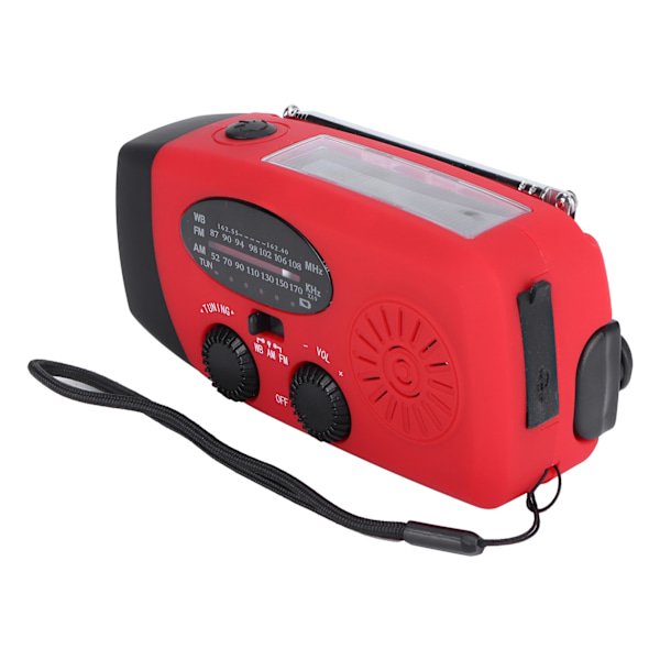 QQT088L Håndsvingradio ABS Solenergi Nød Multifunktion Lommelygte Powerbank