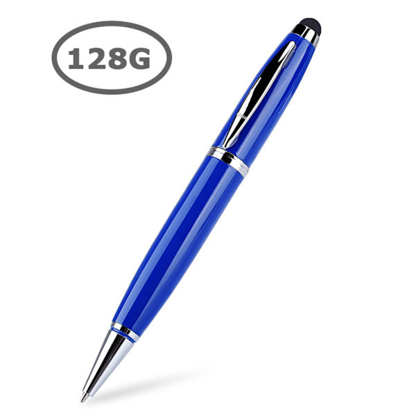 Tre i én multifunktion USB Flash Disk Touch Screen Pen Blå 128G