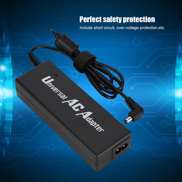 90W Multifunksjonell bærbar PC-strømadapterlader med 8 adapterplugger (US 100-240V)