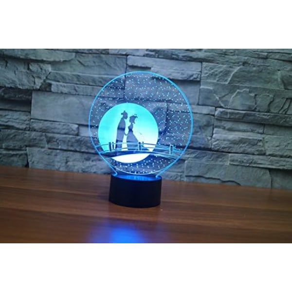3D Valentinsdag Fjernbetjening 16 Farve Natlys Illusion Akryl LED Bord Sengelampe Børneværelse Skrivebords Dekoration Fødselsdagsgaver Legetøj