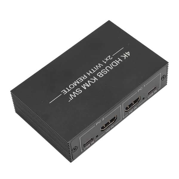 KVM-switch 4 USB 2.0-portar 1 skärm 2 datorer Stöd 4Kx2K HD Multimedia Interface KVM-switch med 2 USB-kablar