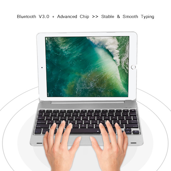34H arbets Bluetooth-tangentbord automatisk sömn trådlöst Bluetooth-tangentbord för iPad Pro 9.7/Air2-Silver