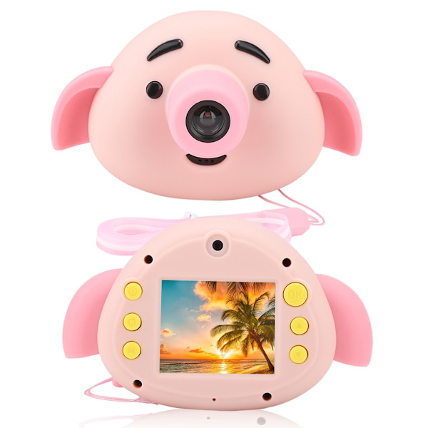 Barnens Mini Dubbla Objektiv 1.8'' HD Digitalkamera Videokamera Camcorder Leksak Present (Rosa)