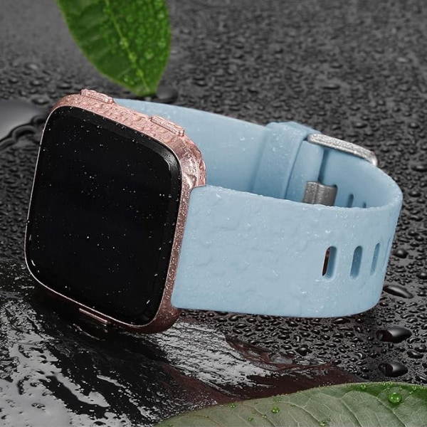 Smartklokkeremmen er kompatibel med Fitbit versa Smartwatch, versa 2 og versa Lite se klokker for kvinner og menn（Lysblå-L）