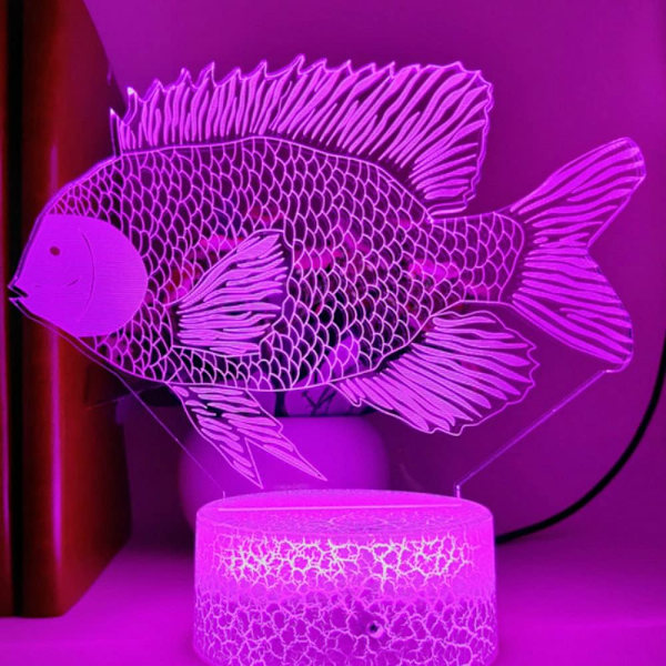 3D Fiskknattlampa Bordsskiva Optisk Illusion Lampor 7 Färgväxlande Ljus LED Bordlampa Jul Hem Kärlek Födelsedag Barn Barn Dekoration Leksak Present